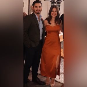 Satin High Slit Midi Dress